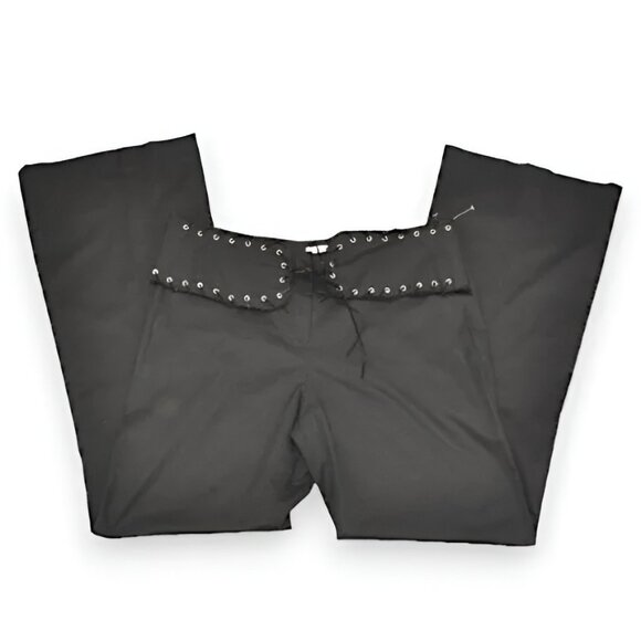 L'Equipe Vintage Disco Biker Low Lace Up Structured Black Bootcut Pants 46 10 12